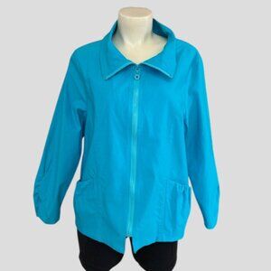 Lulu B Jacket Women's Aqua Blue Lightweight Mid Length Stretch